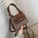 Plaid Crossbody Handbag Totes Women Casual PU Leather Shoulder Purse