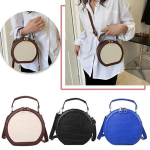 Mini Round Crossbody Bag for Women PU Leather