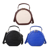Mini Round Crossbody Bag for Women PU Leather