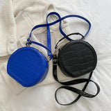 Mini Round Crossbody Bag for Women PU Leather