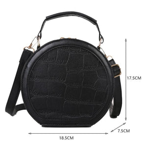 Mini Round Crossbody Bag for Women PU Leather