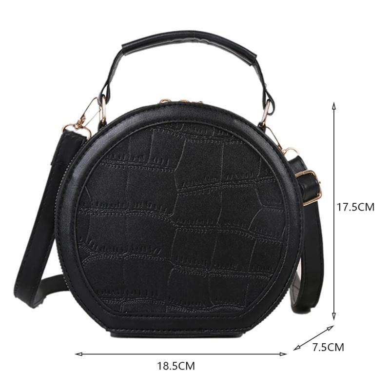 Mini Round Crossbody Bag for Women PU Leather