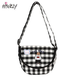 Canvas Print Bear Messenger Bag for Girls