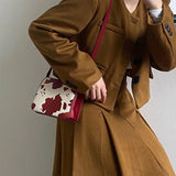Cow Pattern Red Shoulder Bag Women PU Leather Casual OL Shopping