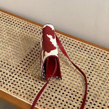 Cow Pattern Red Shoulder Bag Women PU Leather Casual OL Shopping