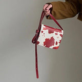 Cow Pattern Red Shoulder Bag Women PU Leather Casual OL Shopping