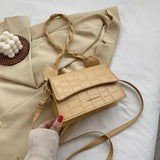 Crocodile Weave Belt Shoulder Bag PU Leather Women Totes