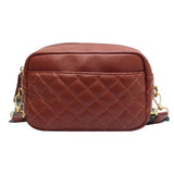 Quilted PU Leather Messenger Bag Rhombus Pattern Solid Zipper Small Satchel