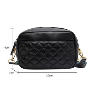 Quilted PU Leather Messenger Bag Rhombus Pattern Solid Zipper Small Satchel