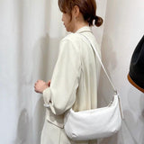 Women Solid Hobos Zipper PU Leather Crossbody Bag