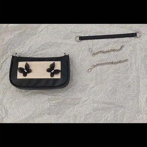 Vintage Pearls Underarm Chain Bag PU Leather Flap Handbag