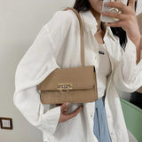 Retro Messenger Bag Solid Square Shoulder Bag for Ladies