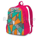 Modern Rustic Orange Teal Gray Silver Geometric Backpack