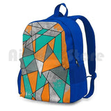 Modern Rustic Orange Teal Gray Silver Geometric Backpack