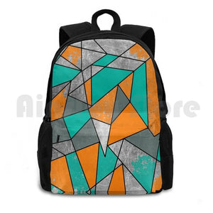 Modern Rustic Orange Teal Gray Silver Geometric Backpack