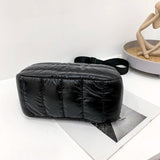 Retro Quilted Stripe Nylon Crossbody Bag Winter Handbag