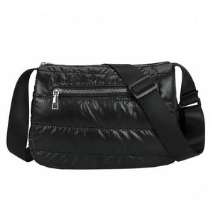 Retro Quilted Stripe Nylon Crossbody Bag Winter Handbag