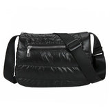 Retro Quilted Stripe Nylon Crossbody Bag Winter Handbag