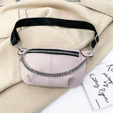 Addle Bag Women's Metal Chain Shoulder Purse Handbag Clutch Waist Bag