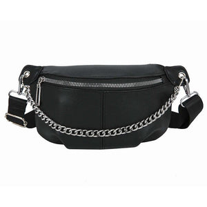 Addle Bag Women's Metal Chain Shoulder Purse Handbag Clutch Waist Bag