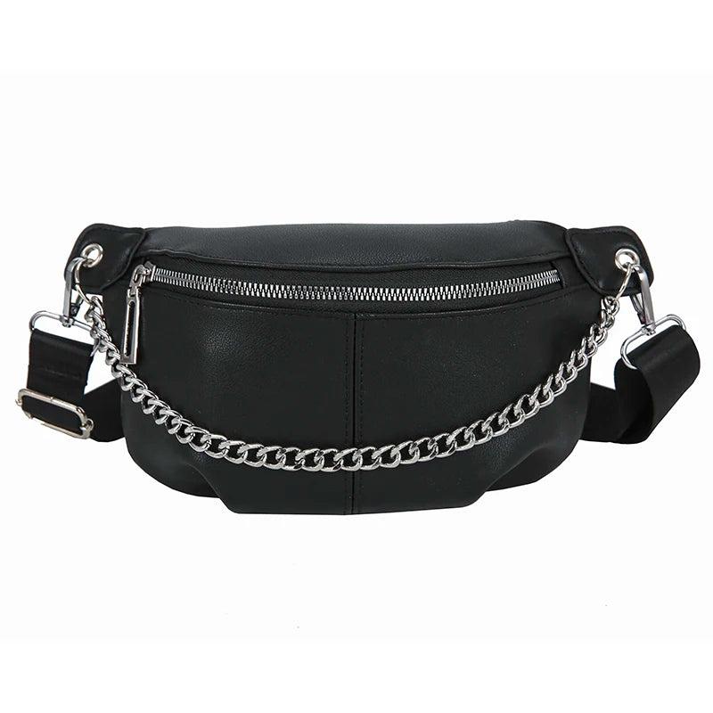 Addle Bag Women's Metal Chain Shoulder Purse Handbag Clutch Waist Bag