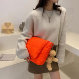 Lingge Padded Crossbody Bag Winter Women's Handbag Purse