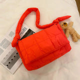 Lingge Padded Crossbody Bag Winter Women's Handbag Purse