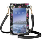 Coloranimal Skull Rose Long Leather Wallet Messenger Bag