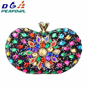 Crystal Floral Clutch Chain Evening Bag Diamond Wedding Shoulder Wallet Purse