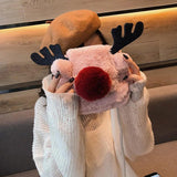 Winter Furry Reindeer Christmas Shoulder Bag Solid Square Bag