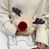 Winter Furry Reindeer Christmas Shoulder Bag Solid Square Bag