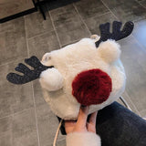 Winter Furry Reindeer Christmas Shoulder Bag Solid Square Bag