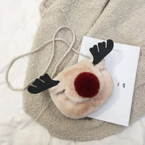 Winter Furry Reindeer Christmas Shoulder Bag Solid Square Bag