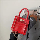Crocodile Pattern Crossbody Handbag Retro Style Shoulder Bag for Ladies