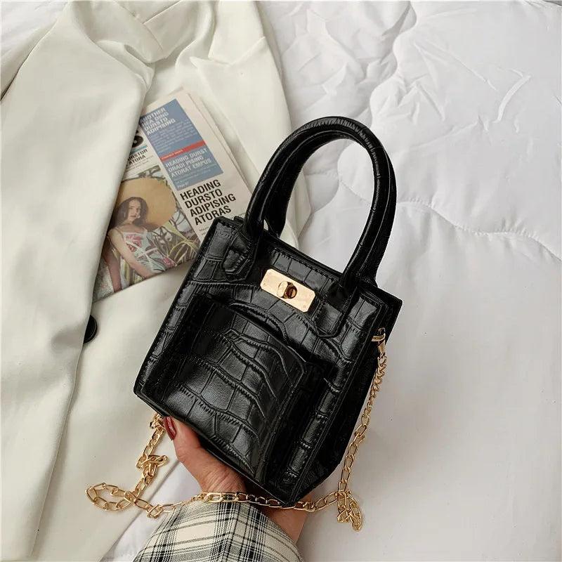 Crocodile Pattern Crossbody Handbag Retro Style Shoulder Bag for Ladies