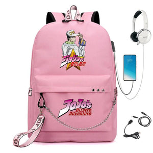 JoJo's Bizarre Adventure Nylon Backpack USB Schoolbag Cartoon Student Laptop Bag