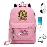 JoJo's Bizarre Adventure Nylon Backpack USB Schoolbag Cartoon Student Laptop Bag