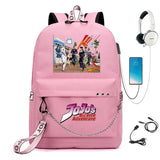JoJo's Bizarre Adventure Nylon Backpack USB Schoolbag Cartoon Student Laptop Bag