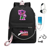 JoJo's Bizarre Adventure Nylon Backpack USB Schoolbag Cartoon Student Laptop Bag