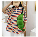 Edamame Shape Ladies Plush Pea Shoulder Bag Funny Chest Bag