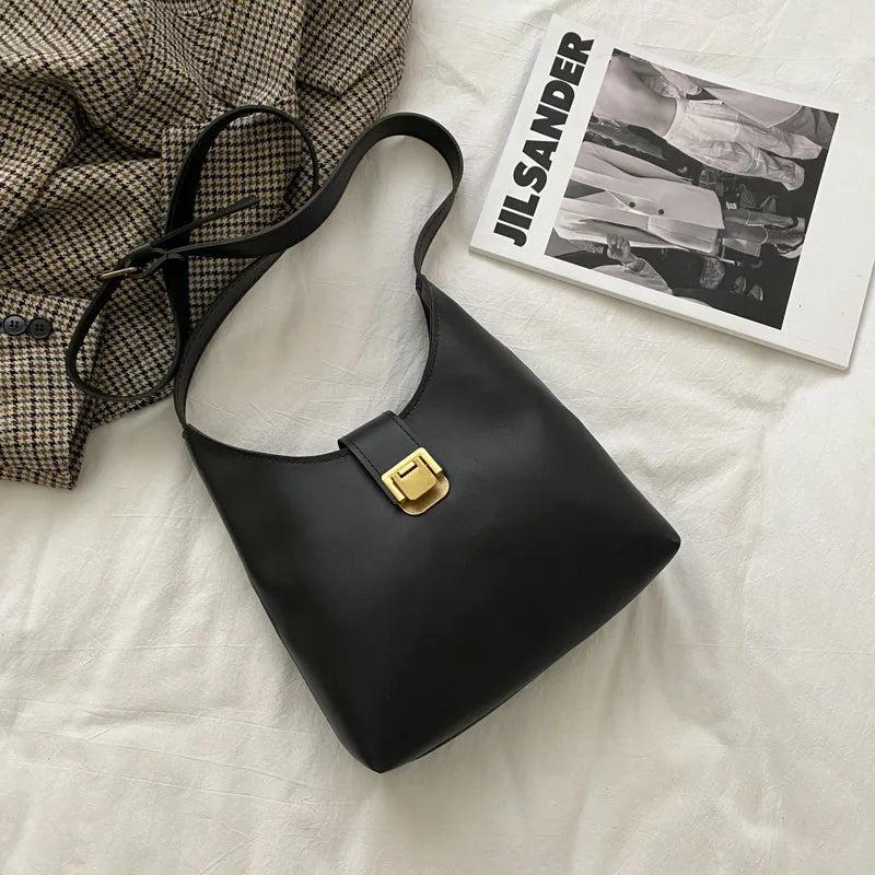 Retro Tote Women Handbags PU Leather Shoulder Bags Solid Purses