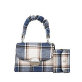 PU Leather Small Square Bag Female Retro Contrast Flap Shoulder Bag