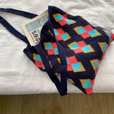Vintage Plaid Panelled Shoulder Bags Big Capacity Handbags
