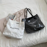 Women PVC Reusable Shopping Bag Clear Beach Tote Bag Waterproof