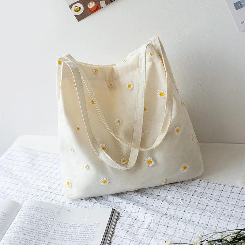 Canvas Women Shoulder Bags INS Lace Mesh Tote Bag Handbags