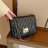 Casual Lingge Chain Small Square Bag PU Leather Messenger Bag