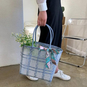 Girls Sweet Candy Clear Woven Bag Handbags Underarm Shopping Summer