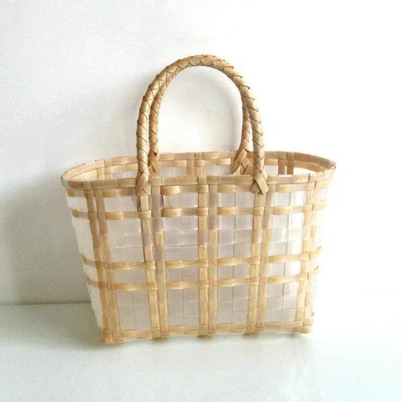 Girls Sweet Candy Clear Woven Bag Handbags Underarm Shopping Summer
