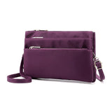 Summer Multilayer Canvas Zipper Sling Bag Solid Color Female Diagonal Package