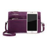 Summer Multilayer Canvas Zipper Sling Bag Solid Color Female Diagonal Package